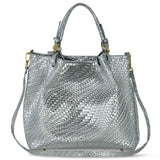 Italian Genuine Basketweave-Embossed Metallic Suede Top-Handle Bag | Imperia - TAKEASY - Flyclothing LLC