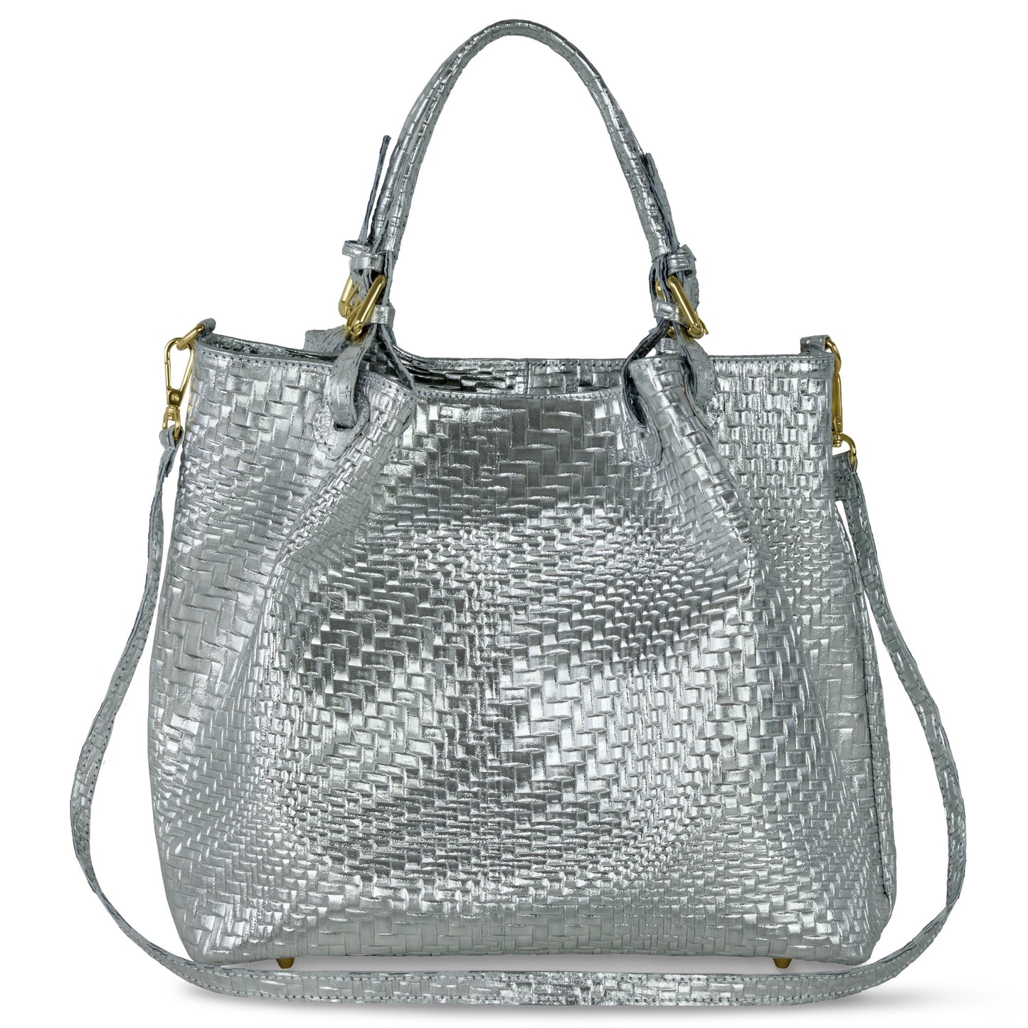 Italian Genuine Grid Metallic Suede Top-Handle Bag 112615 - TAKEASY - Flyclothing LLC