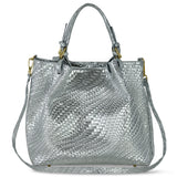 Italian Genuine Grid Metallic Suede Top-Handle Bag 112615 - TAKEASY - Flyclothing LLC