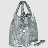 Italian Genuine Grid Metallic Suede Top-Handle Bag 112615 - TAKEASY - Flyclothing LLC