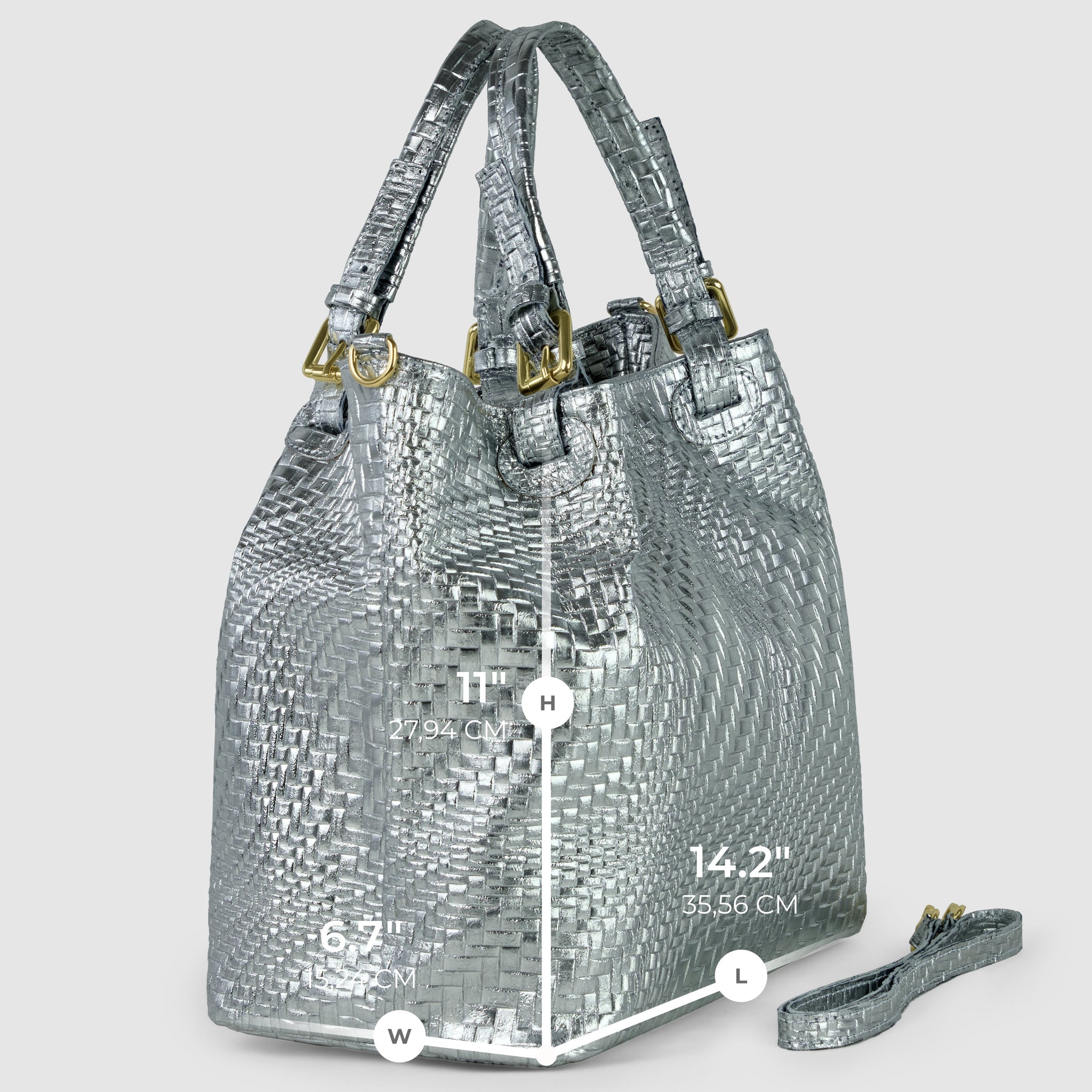 Italian Genuine Grid Metallic Suede Top-Handle Bag 112615 - TAKEASY - Flyclothing LLC