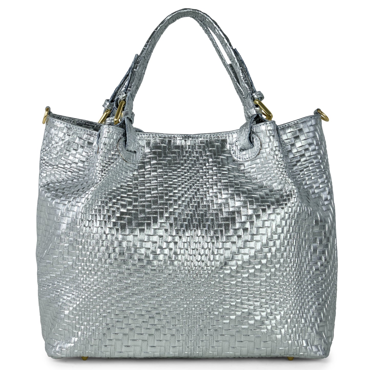 Italian Genuine Grid Metallic Suede Top-Handle Bag 112615 - TAKEASY - Flyclothing LLC
