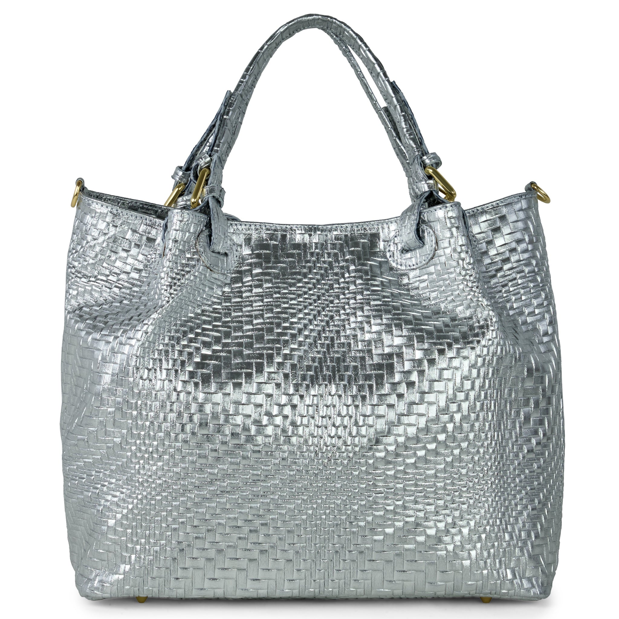 Italian Genuine Grid Metallic Suede Top-Handle Bag 112615 - TAKEASY - Flyclothing LLC