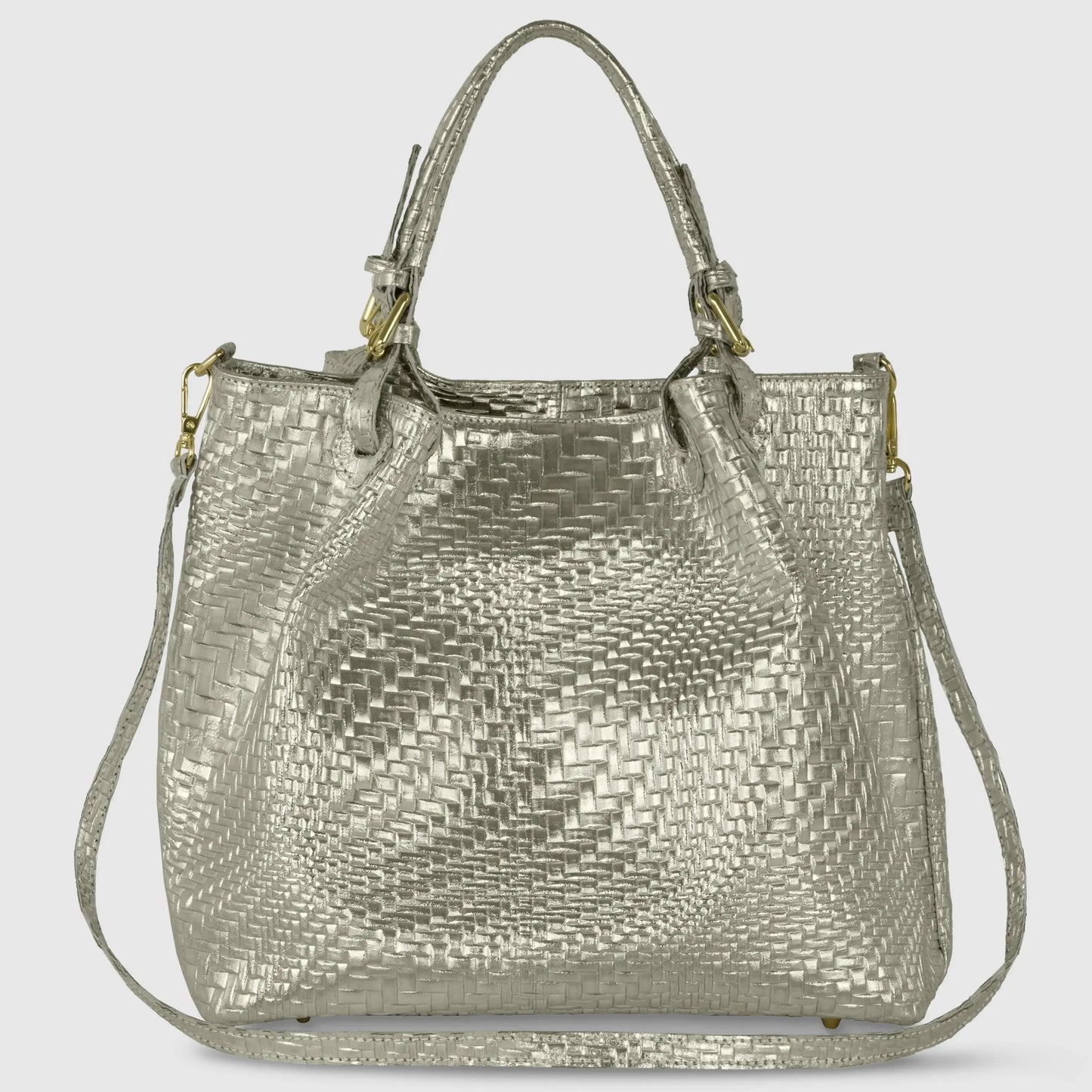 Italian Genuine Grid Metallic Suede Top-Handle Bag 112615 - TAKEASY - Flyclothing LLC