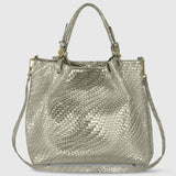 Italian Genuine Grid Metallic Suede Top-Handle Bag 112615 - TAKEASY - Flyclothing LLC
