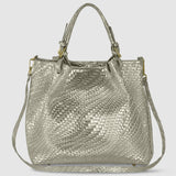 Italian Genuine Basketweave-Embossed Metallic Suede Top-Handle Bag | Imperia - TAKEASY - Flyclothing LLC