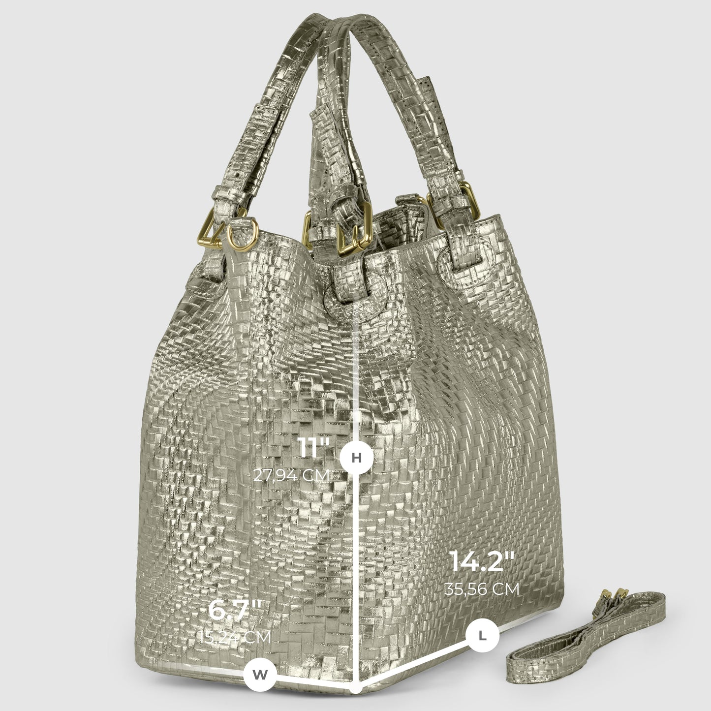 Italian Genuine Grid Metallic Suede Top-Handle Bag 112615 - TAKEASY - Flyclothing LLC