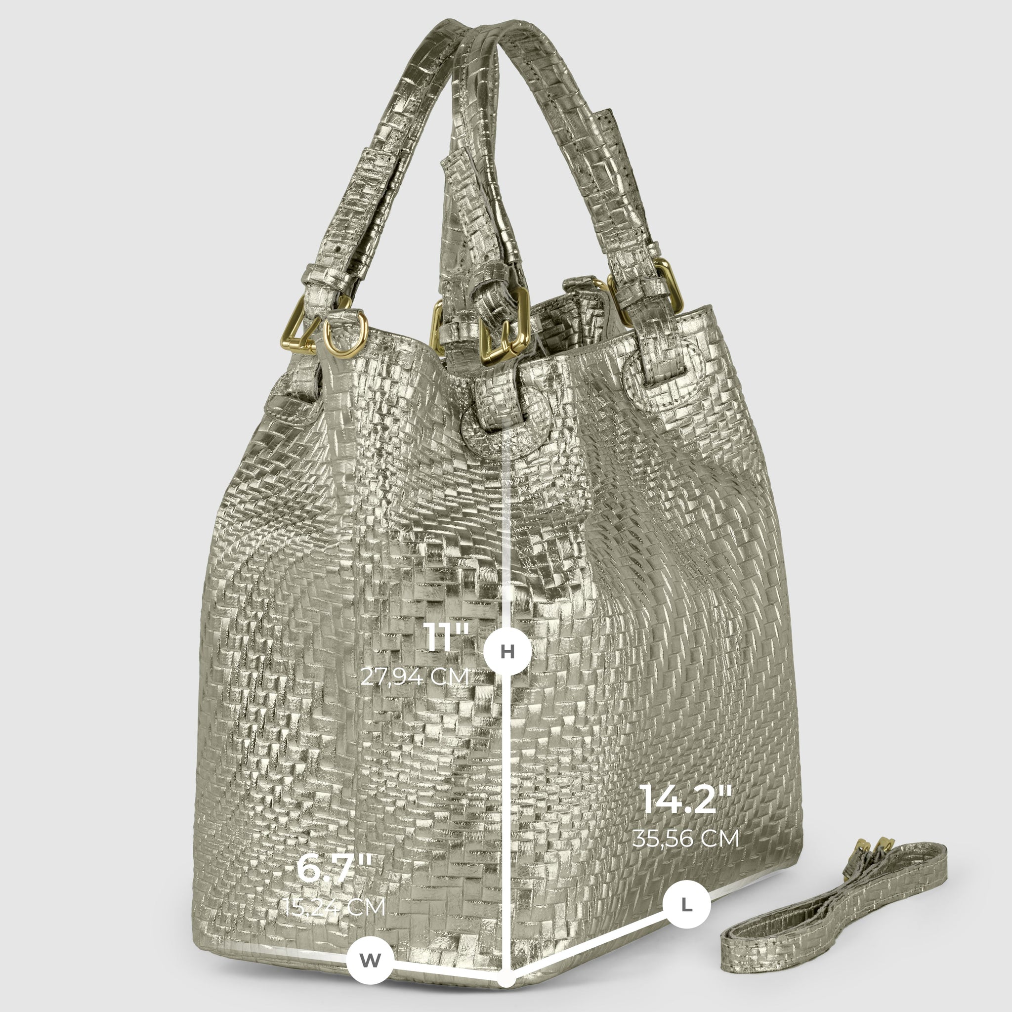 Italian Genuine Grid Metallic Suede Top-Handle Bag 112615 - TAKEASY - Flyclothing LLC