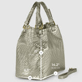 Italian Genuine Basketweave-Embossed Metallic Suede Top-Handle Bag | Imperia - TAKEASY - Flyclothing LLC