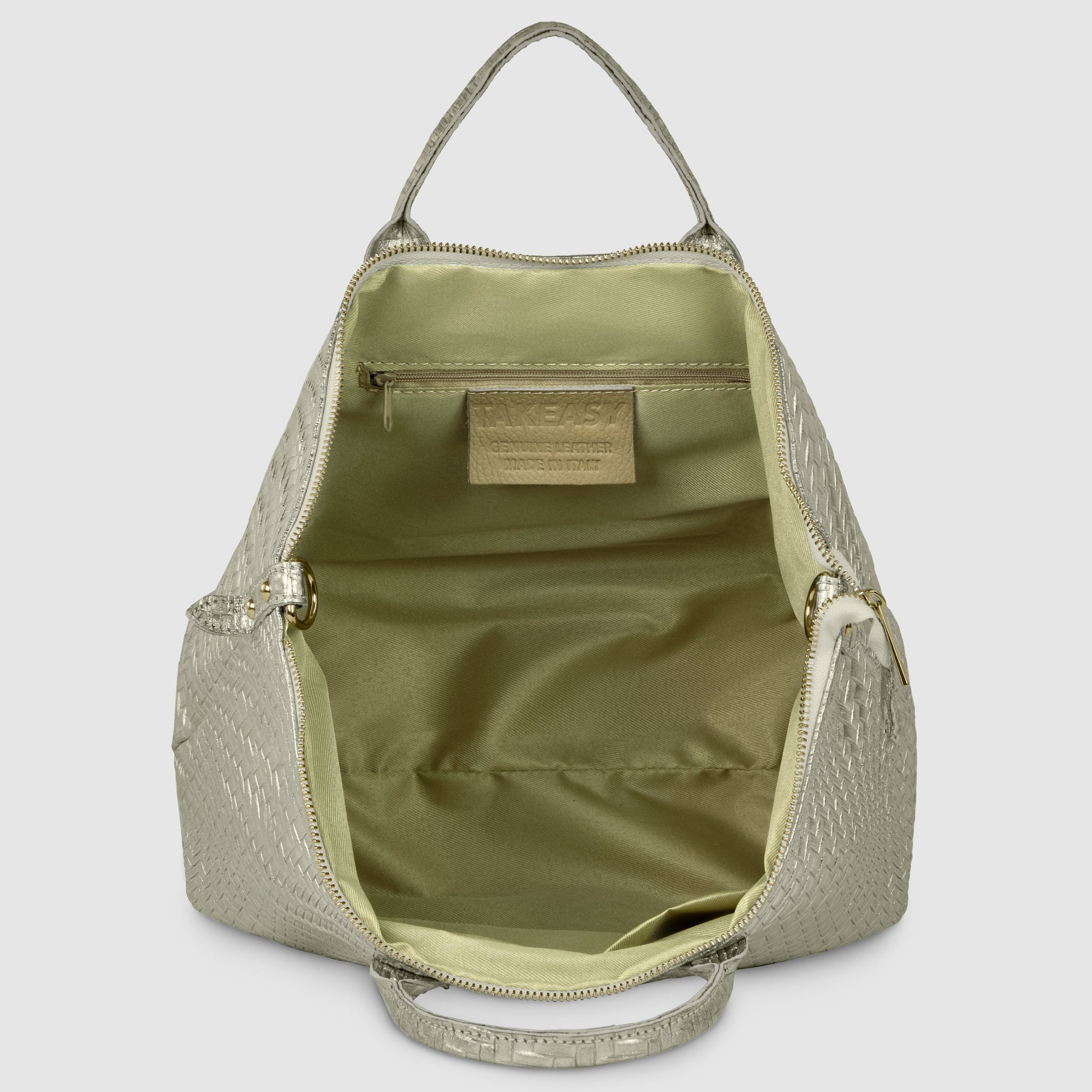 Italian Genuine Grid Metallic Suede Top-Handle Bag 112615 - TAKEASY - Flyclothing LLC