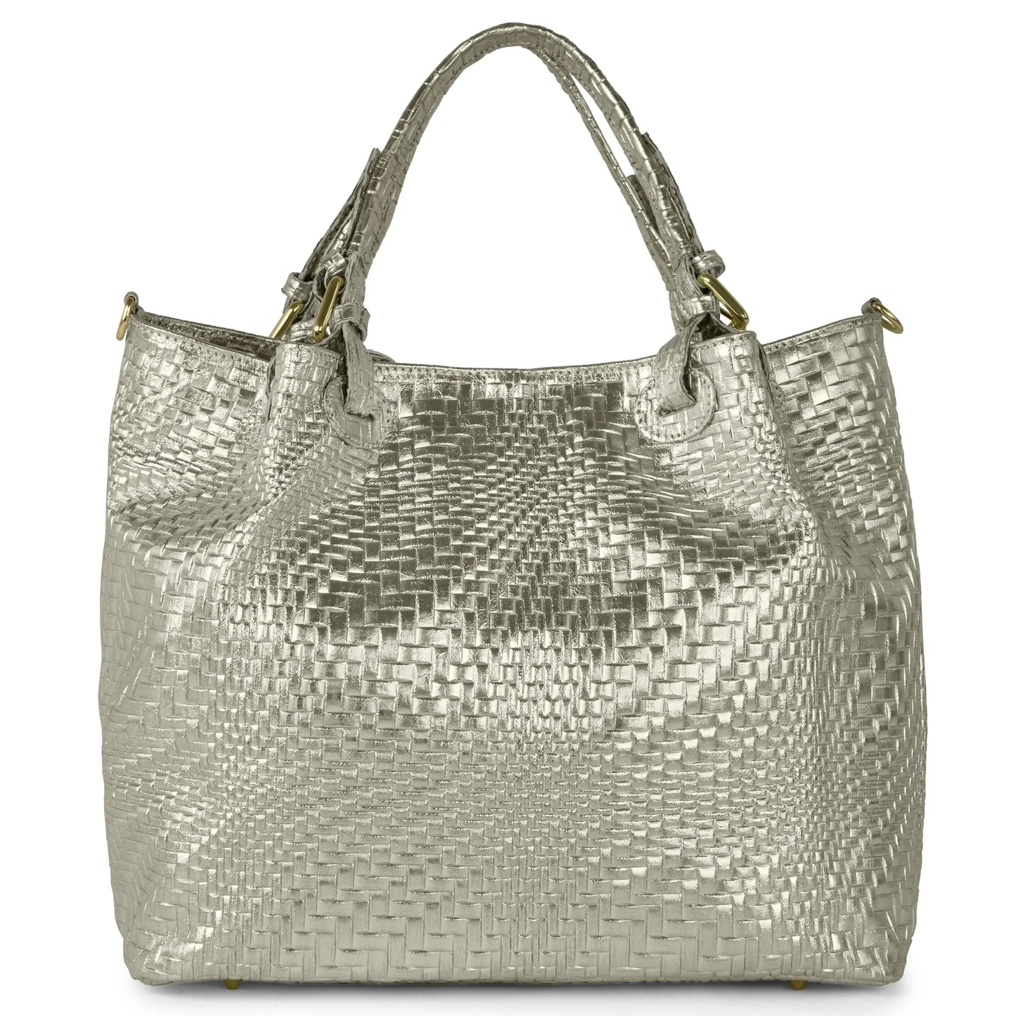 Italian Genuine Grid Metallic Suede Top-Handle Bag 112615 - TAKEASY - Flyclothing LLC