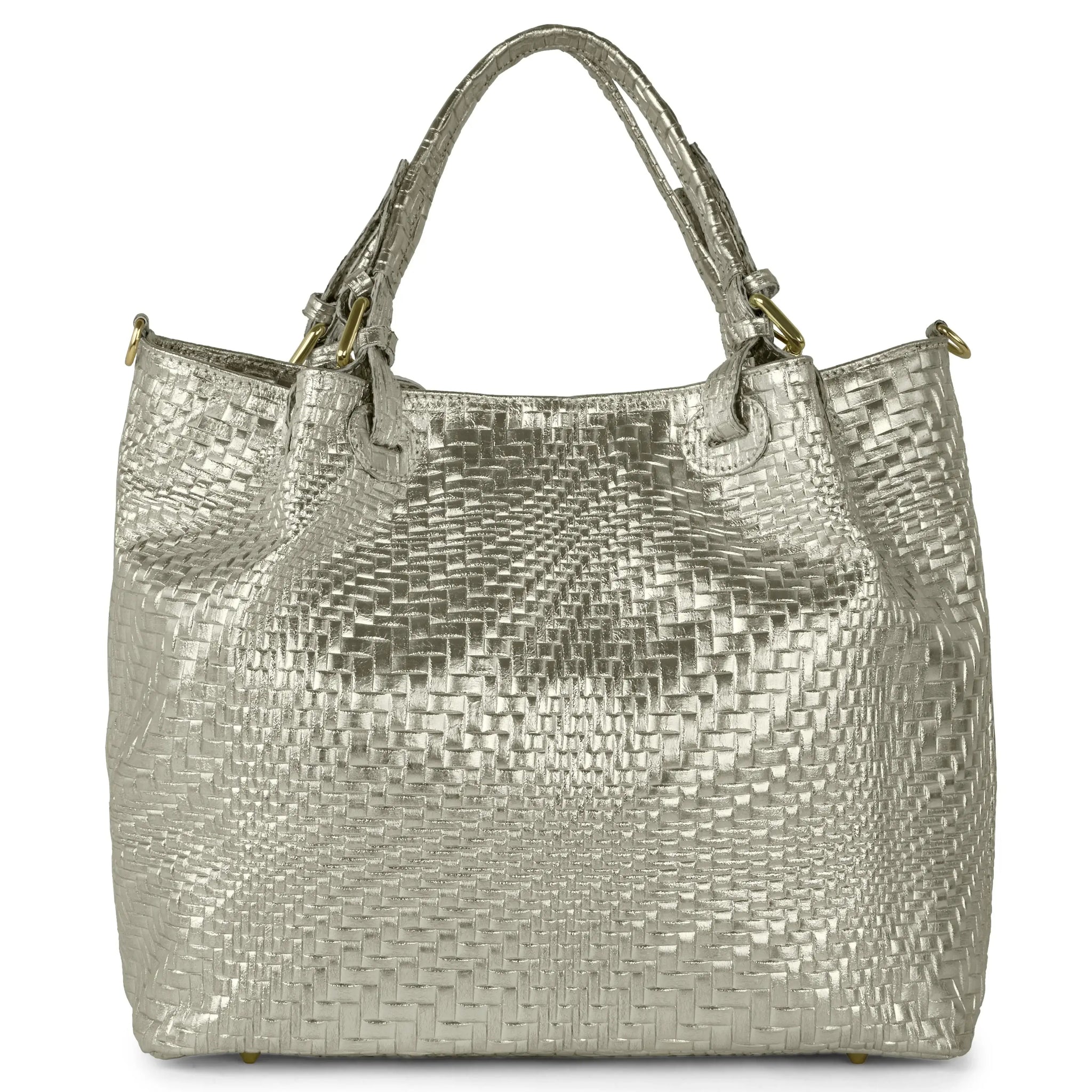 Italian Genuine Grid Metallic Suede Top-Handle Bag 112615 - TAKEASY - Flyclothing LLC
