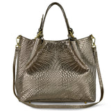 Italian Genuine Basketweave-Embossed Metallic Suede Top-Handle Bag | Imperia - TAKEASY - Flyclothing LLC