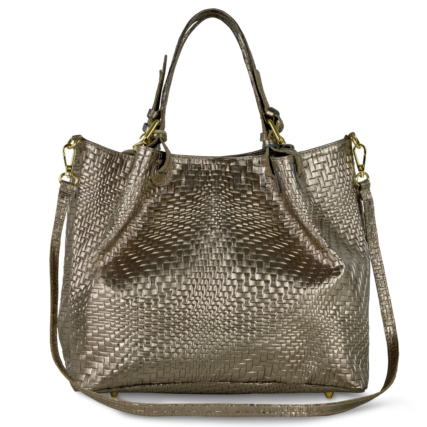 Italian Genuine Grid Metallic Suede Top-Handle Bag 112615 - TAKEASY - Flyclothing LLC