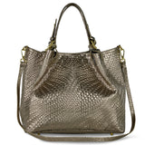 Italian Genuine Grid Metallic Suede Top-Handle Bag 112615 - TAKEASY - Flyclothing LLC