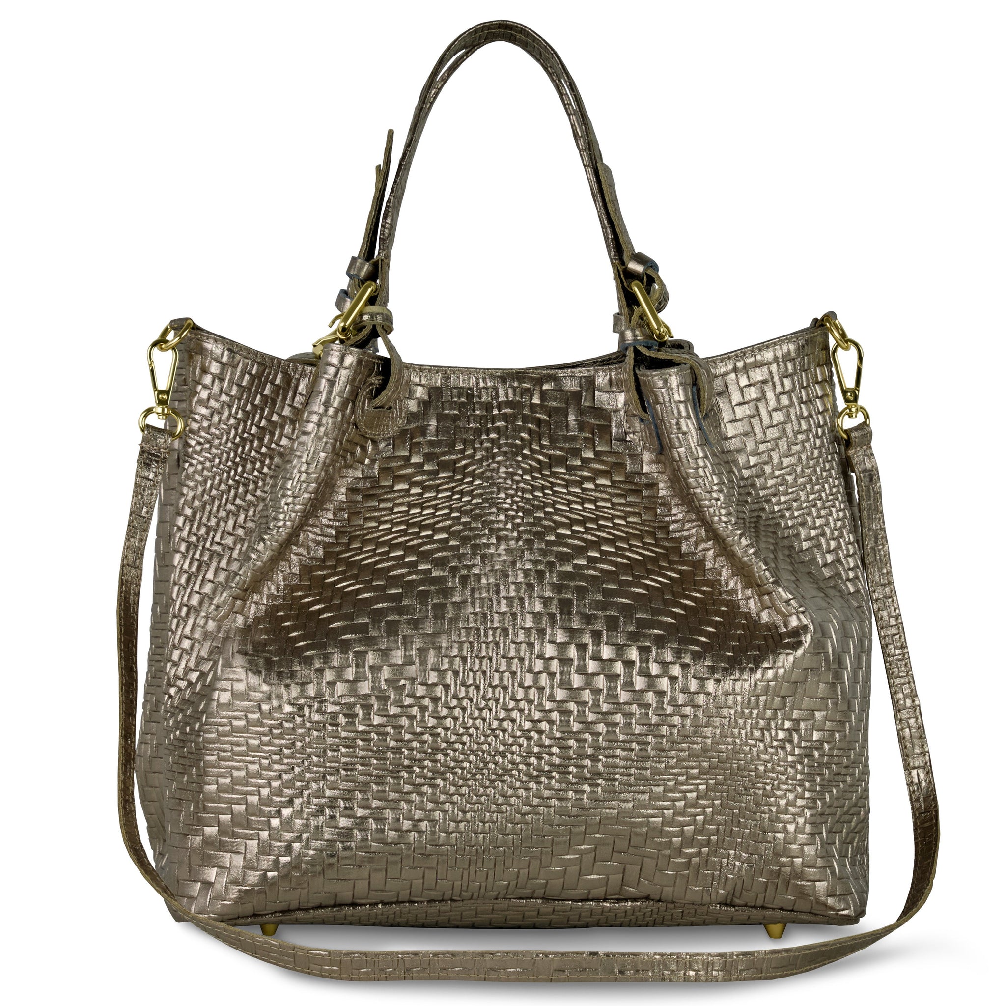 Italian Genuine Grid Metallic Suede Top-Handle Bag 112615 - TAKEASY - Flyclothing LLC