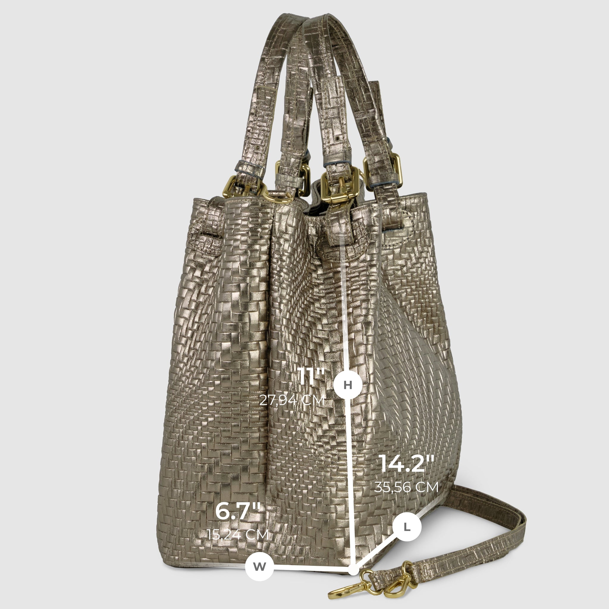 Italian Genuine Grid Metallic Suede Top-Handle Bag 112615 - TAKEASY - Flyclothing LLC