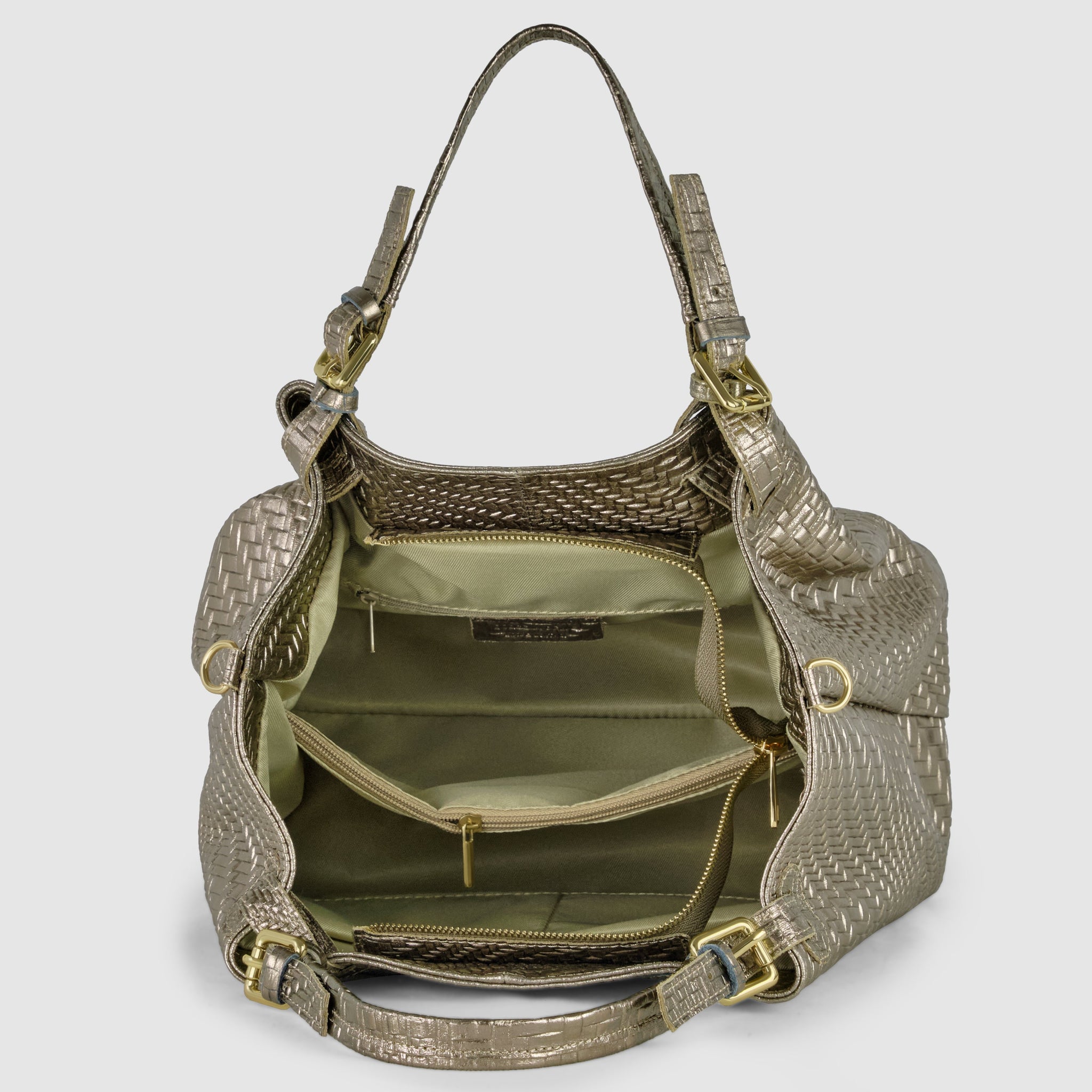 Italian Genuine Grid Metallic Suede Top-Handle Bag 112615 - TAKEASY - Flyclothing LLC