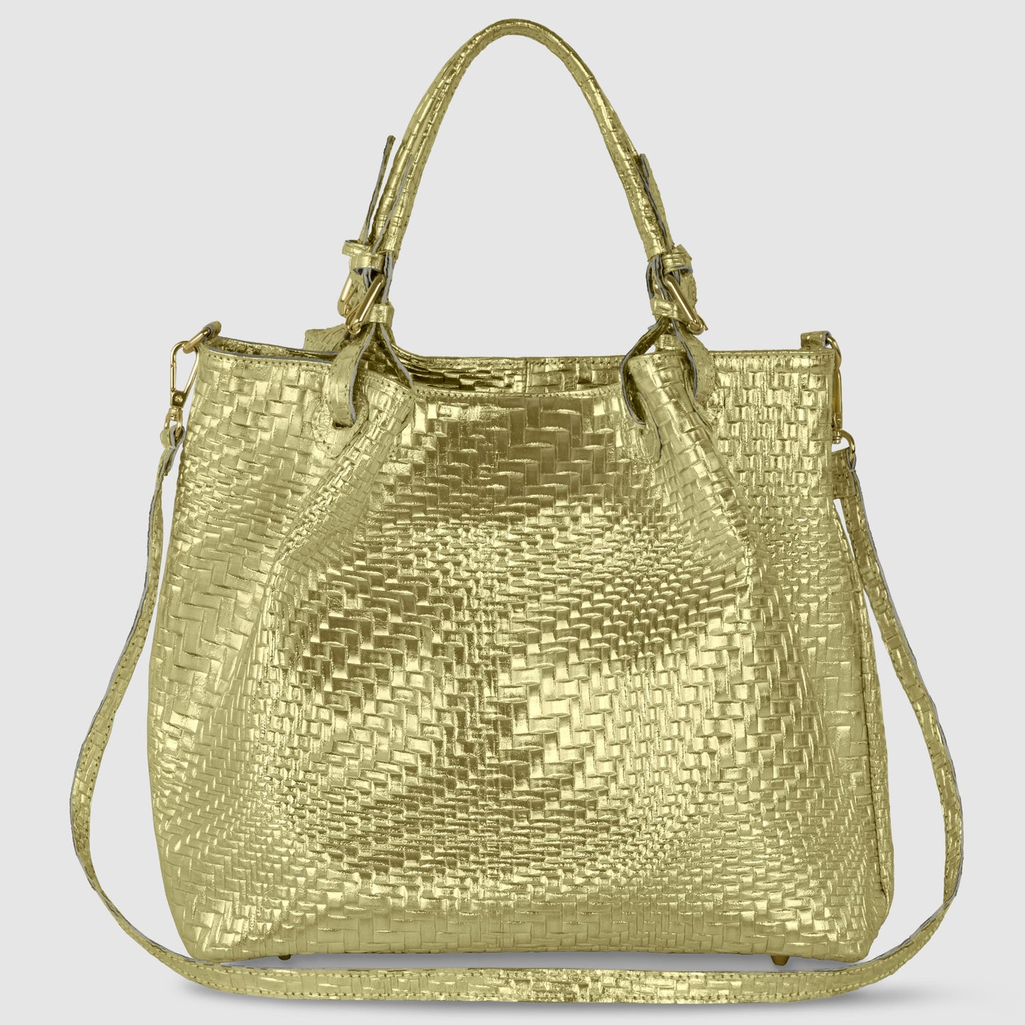Italian Genuine Grid Metallic Suede Top-Handle Bag 112615 - TAKEASY - Flyclothing LLC