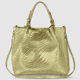 Italian Genuine Grid Metallic Suede Top-Handle Bag 112615 - TAKEASY - Flyclothing LLC