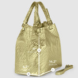 Italian Genuine Basketweave-Embossed Metallic Suede Top-Handle Bag | Imperia - TAKEASY - Flyclothing LLC