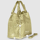 Italian Genuine Grid Metallic Suede Top-Handle Bag 112615 - TAKEASY - Flyclothing LLC