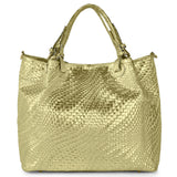 Italian Genuine Grid Metallic Suede Top-Handle Bag 112615 - TAKEASY - Flyclothing LLC