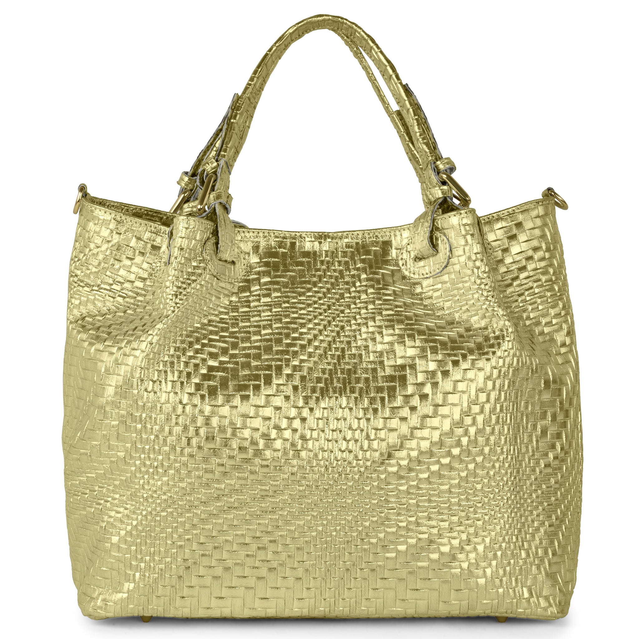 Italian Genuine Grid Metallic Suede Top-Handle Bag 112615 - TAKEASY - Flyclothing LLC