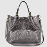 Italian Genuine Basketweave-Embossed Metallic Suede Top-Handle Bag | Imperia - TAKEASY - Flyclothing LLC