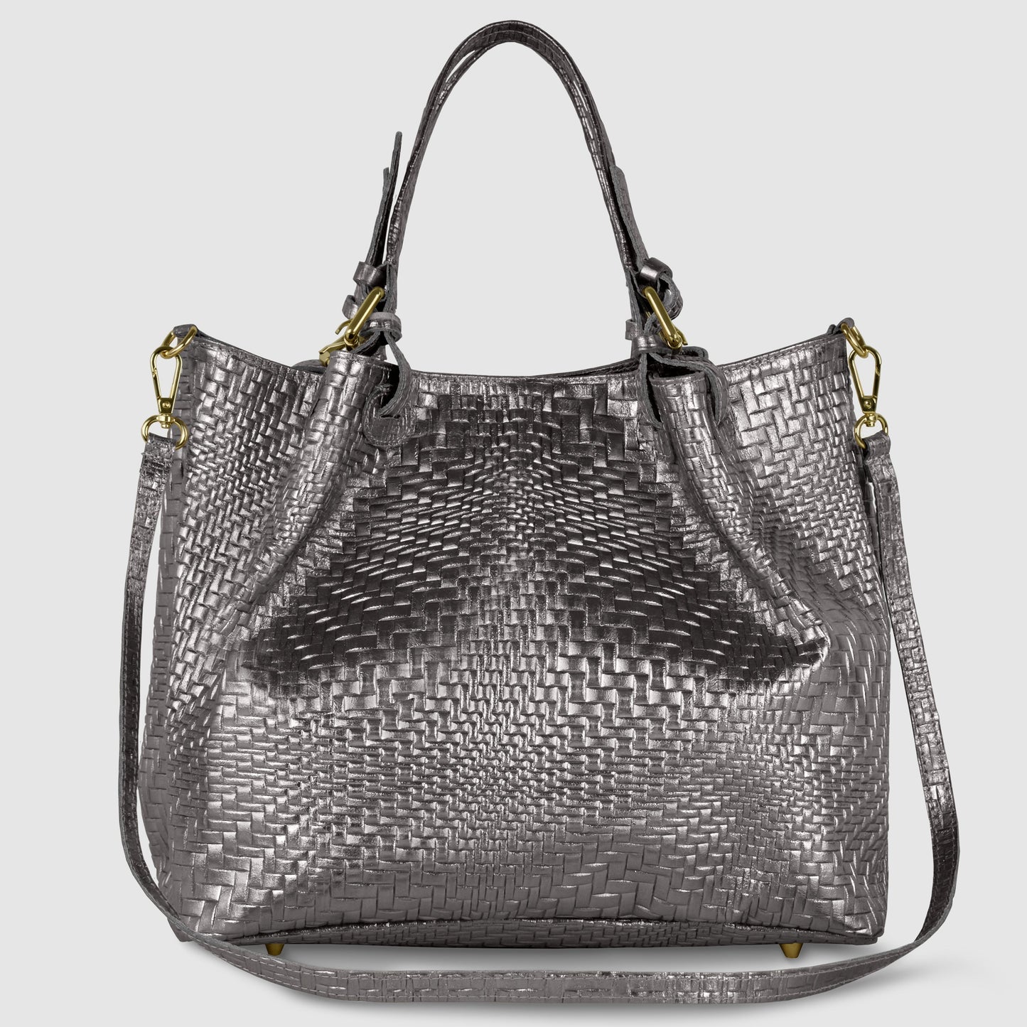 Italian Genuine Grid Metallic Suede Top-Handle Bag 112615 - TAKEASY - Flyclothing LLC