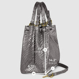 Italian Genuine Grid Metallic Suede Top-Handle Bag 112615 - TAKEASY - Flyclothing LLC
