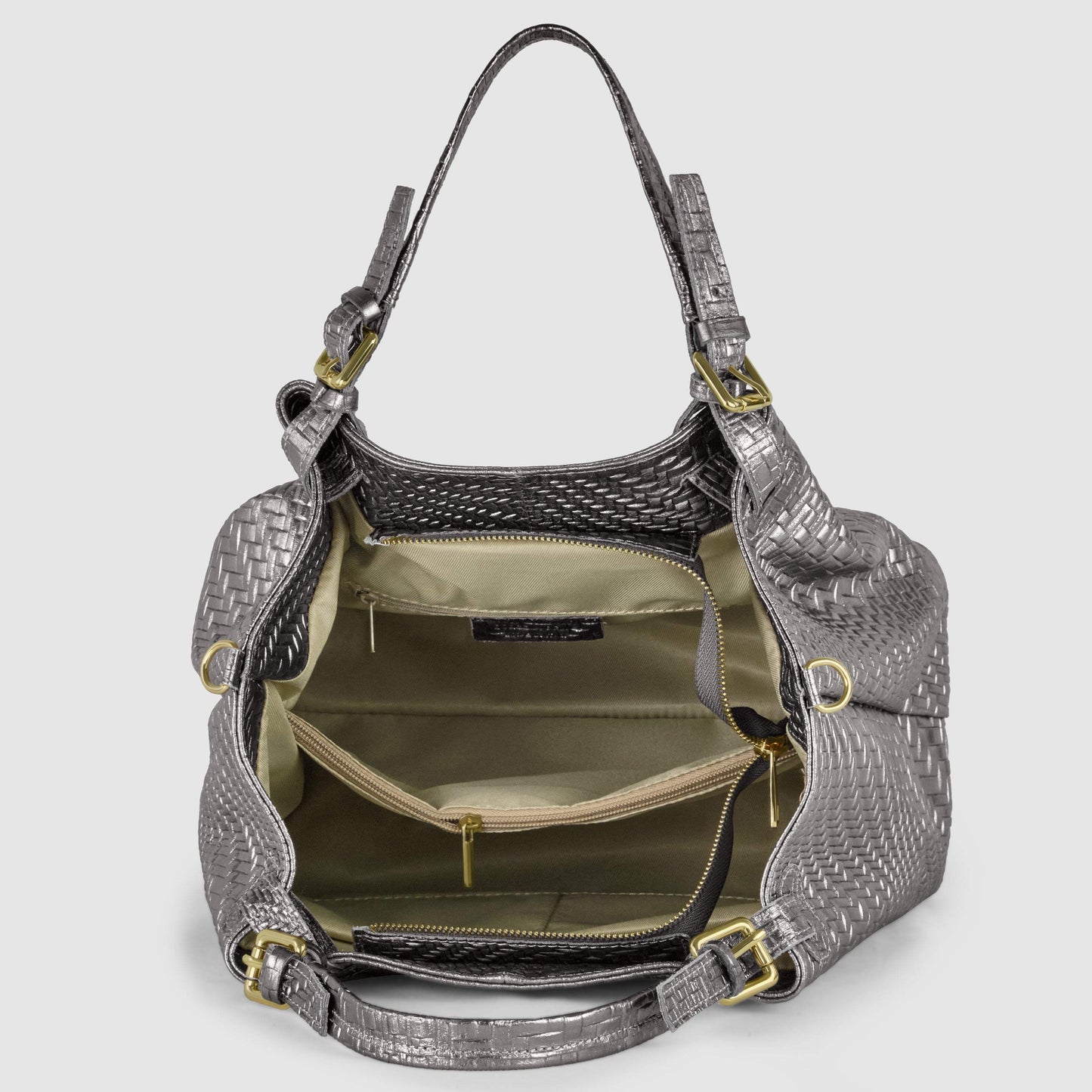 Italian Genuine Basketweave-Embossed Metallic Suede Top-Handle Bag | Imperia - TAKEASY - Flyclothing LLC