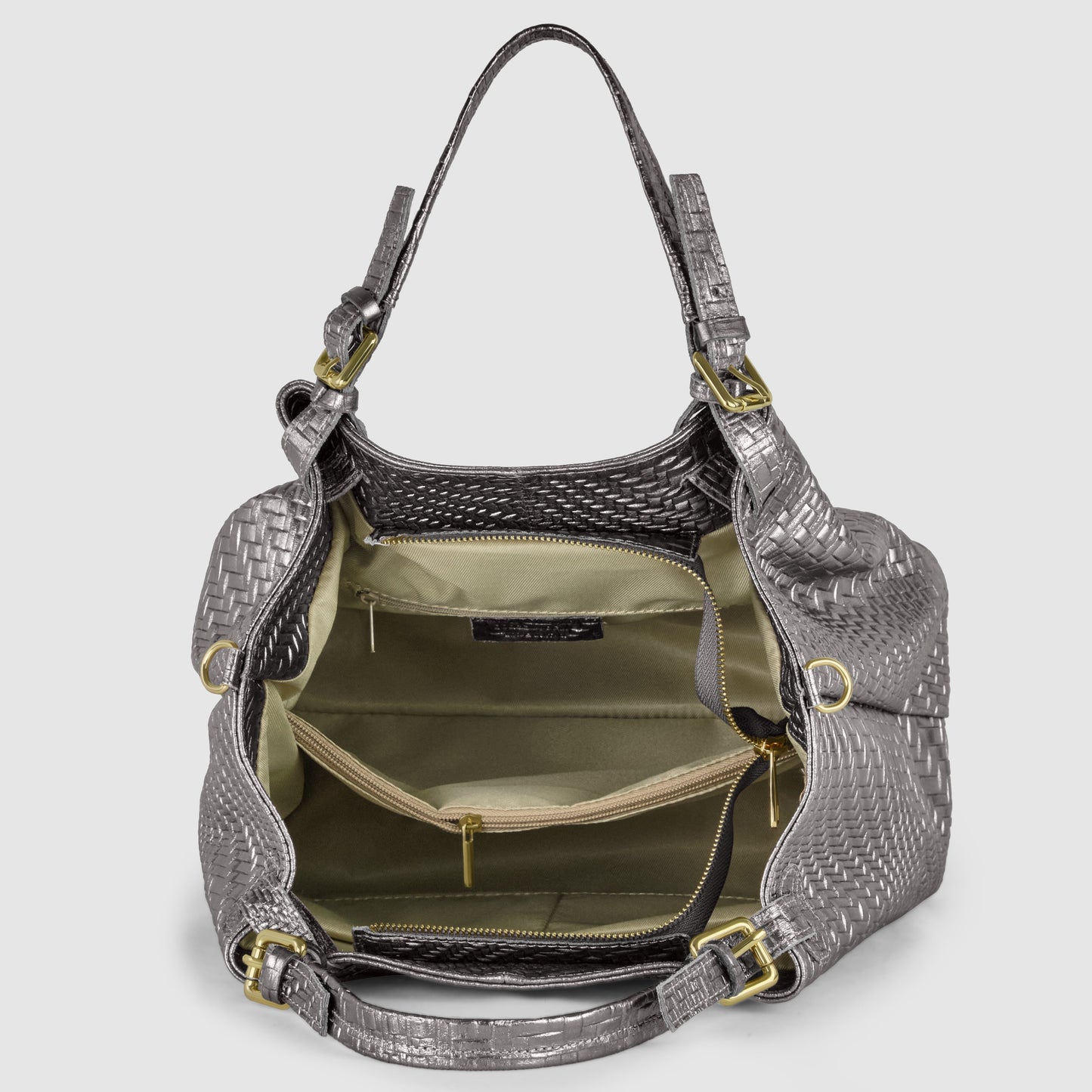 Italian Genuine Grid Metallic Suede Top-Handle Bag 112615 - TAKEASY - Flyclothing LLC
