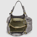 Italian Genuine Grid Metallic Suede Top-Handle Bag 112615 - TAKEASY - Flyclothing LLC
