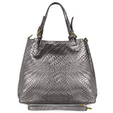 Italian Genuine Basketweave-Embossed Metallic Suede Top-Handle Bag | Imperia - TAKEASY - Flyclothing LLC