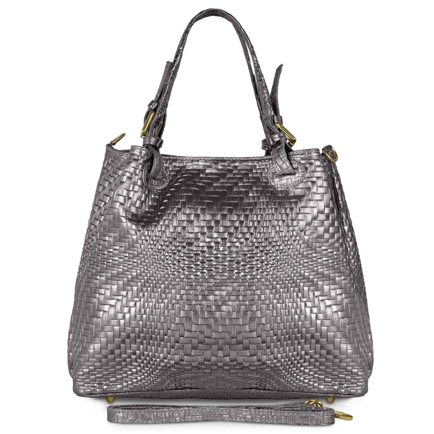 Italian Genuine Grid Metallic Suede Top-Handle Bag 112615 - TAKEASY - Flyclothing LLC
