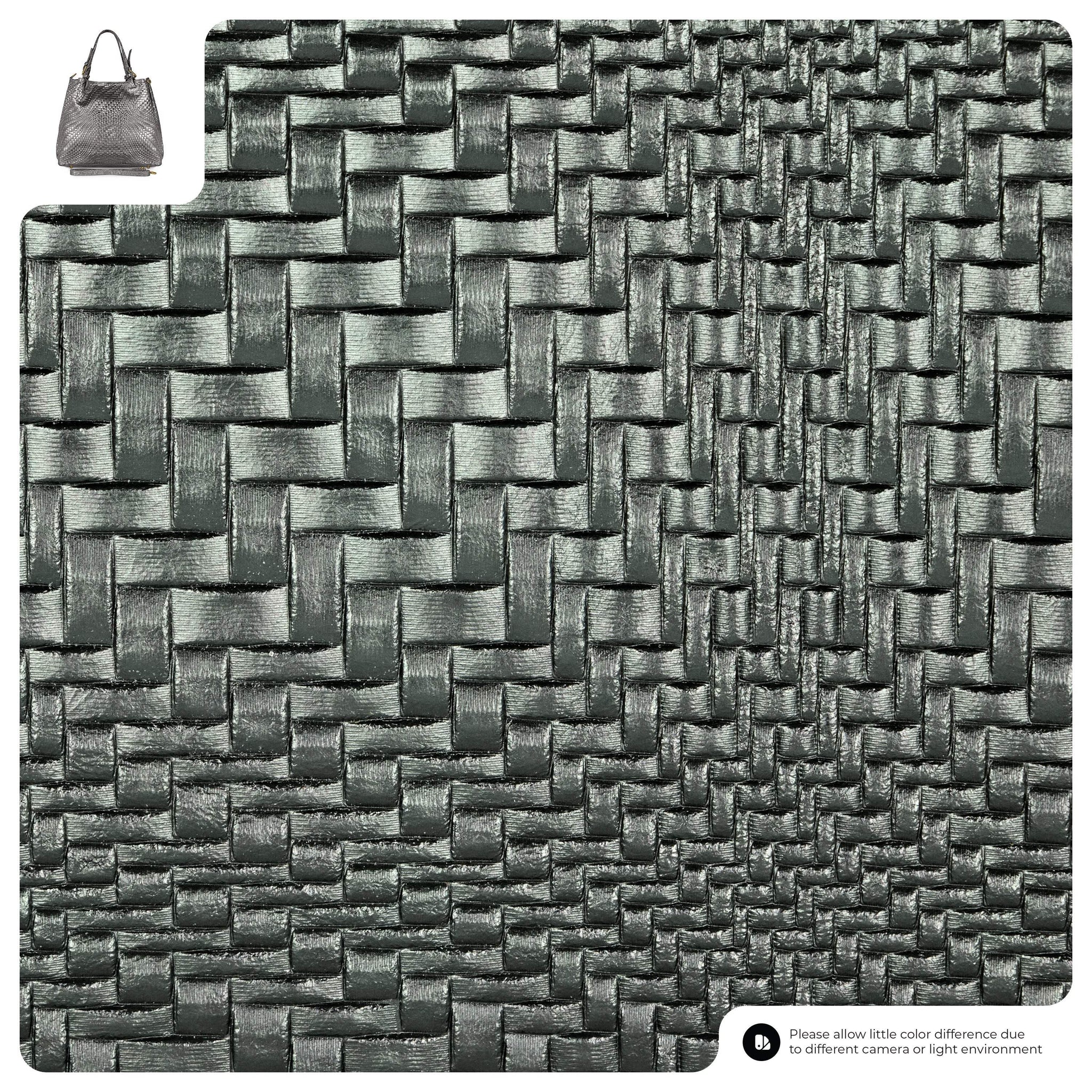 Italian Genuine Basketweave-Embossed Metallic Suede Top-Handle Bag | Imperia - TAKEASY - Flyclothing LLC