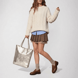 Italian Genuine Metallic Suede Tote Bag 201718 - TAKEASY - Flyclothing LLC