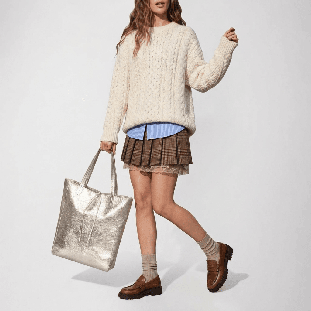 Italian Genuine Metallic Suede Tote Bag 201718 - TAKEASY - Flyclothing LLC
