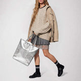 Italian Genuine Metallic Suede Tote Bag 201718 - TAKEASY - Flyclothing LLC