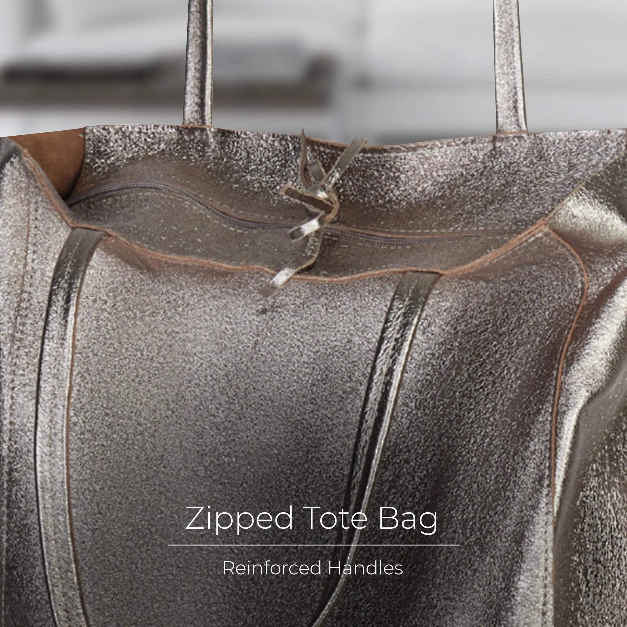 Italian Genuine Metallic Suede Tote Bag 201718 - TAKEASY - Flyclothing LLC