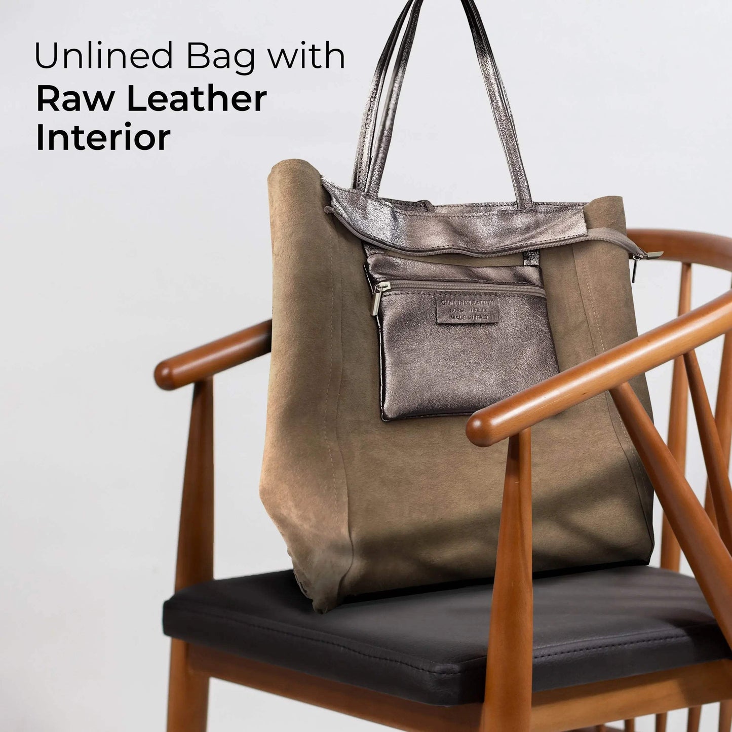 Italian Genuine Metallic Suede Tote Bag 201718 - TAKEASY - Flyclothing LLC