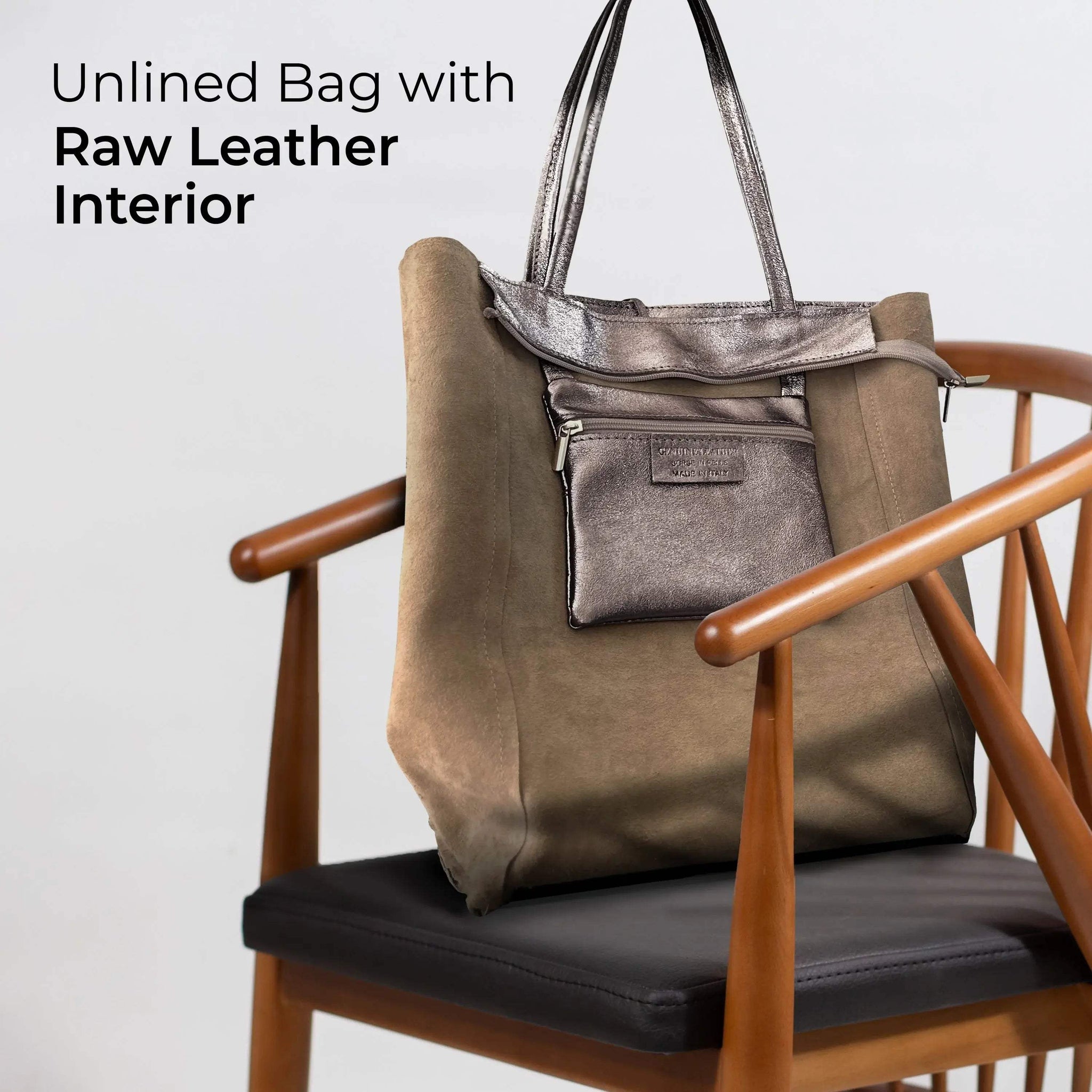 Italian Genuine Metallic Suede Tote Bag 201718 - TAKEASY - Flyclothing LLC