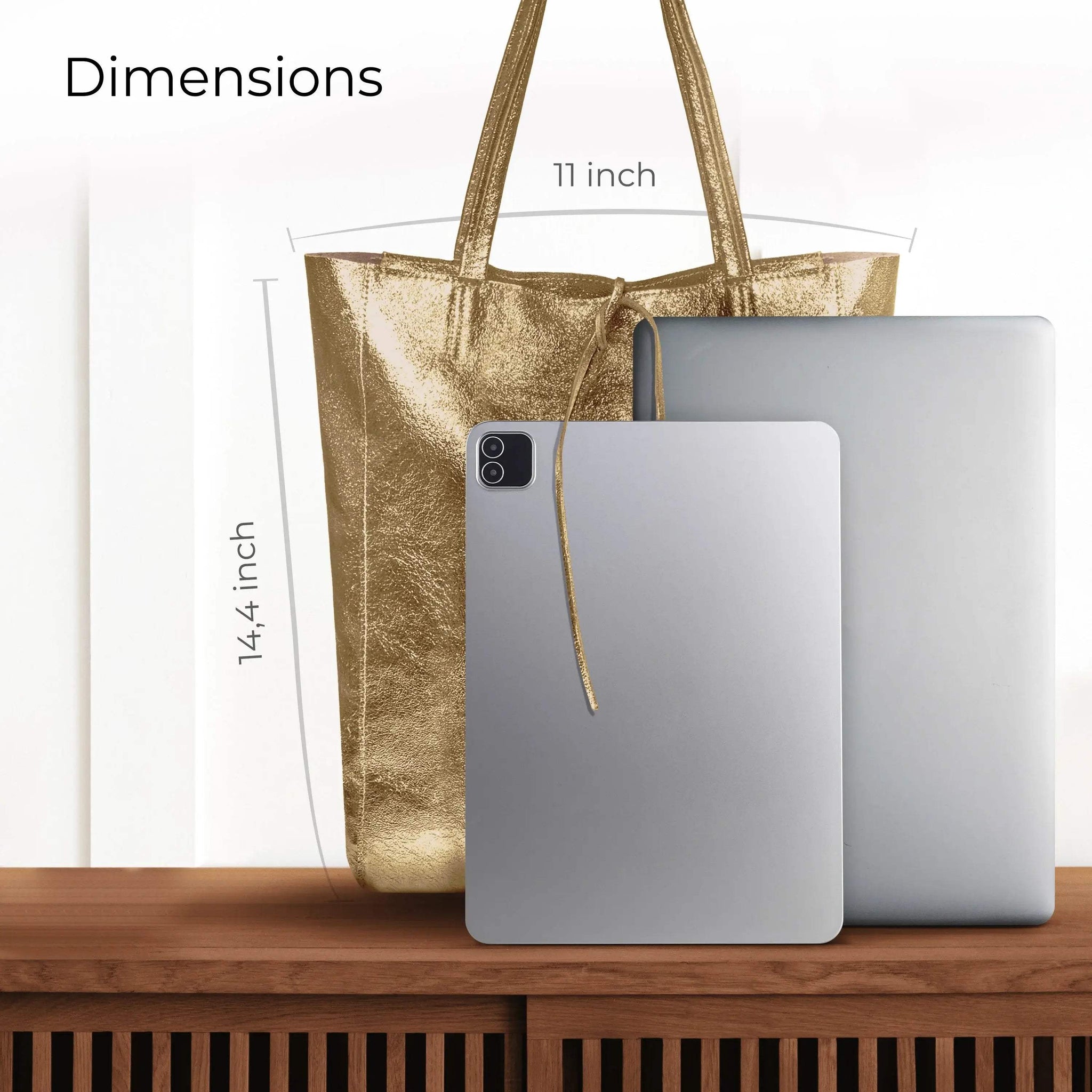 Italian Genuine Metallic Suede Tote Bag 201718 - TAKEASY - Flyclothing LLC