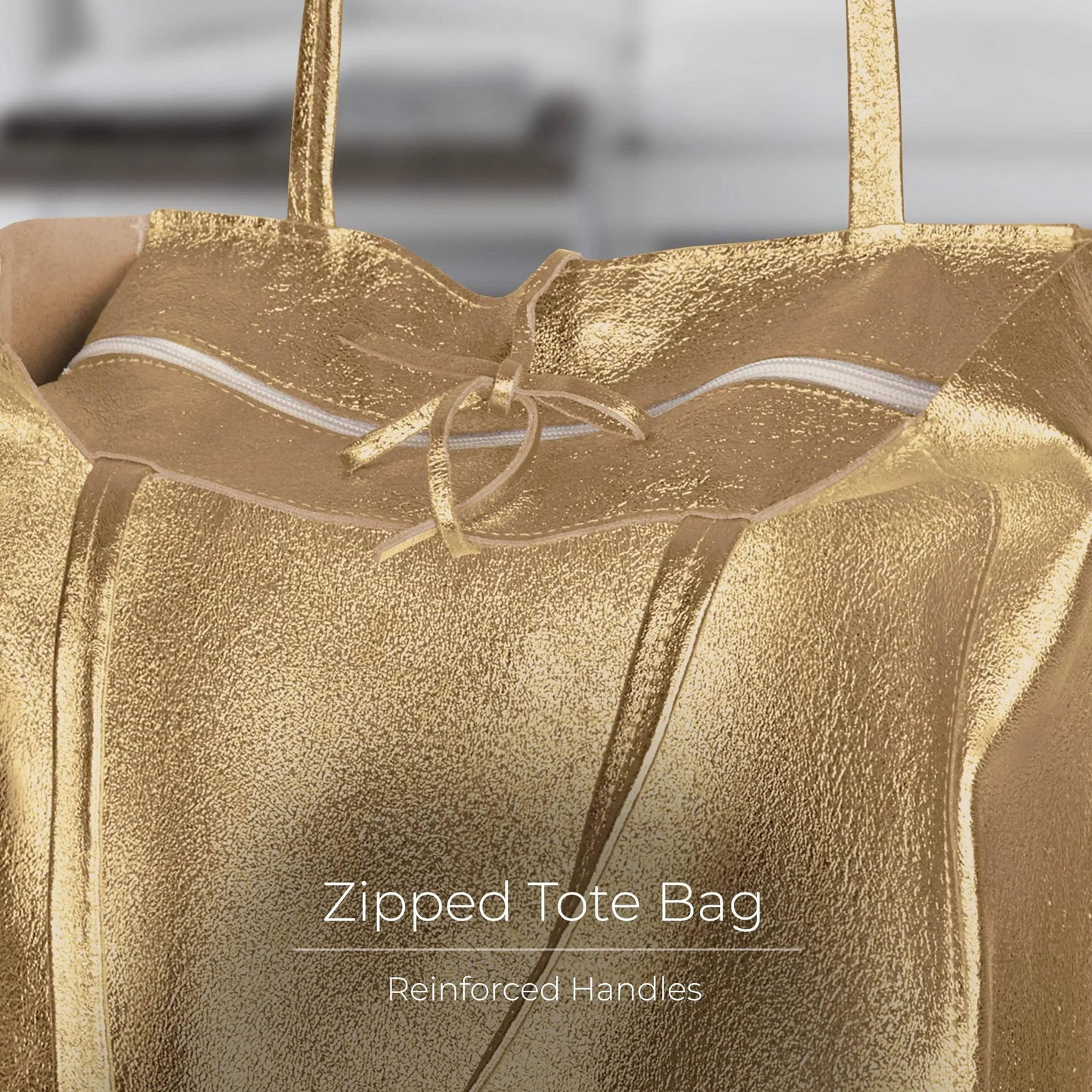 Italian Genuine Metallic Suede Tote Bag 201718 - TAKEASY - Flyclothing LLC