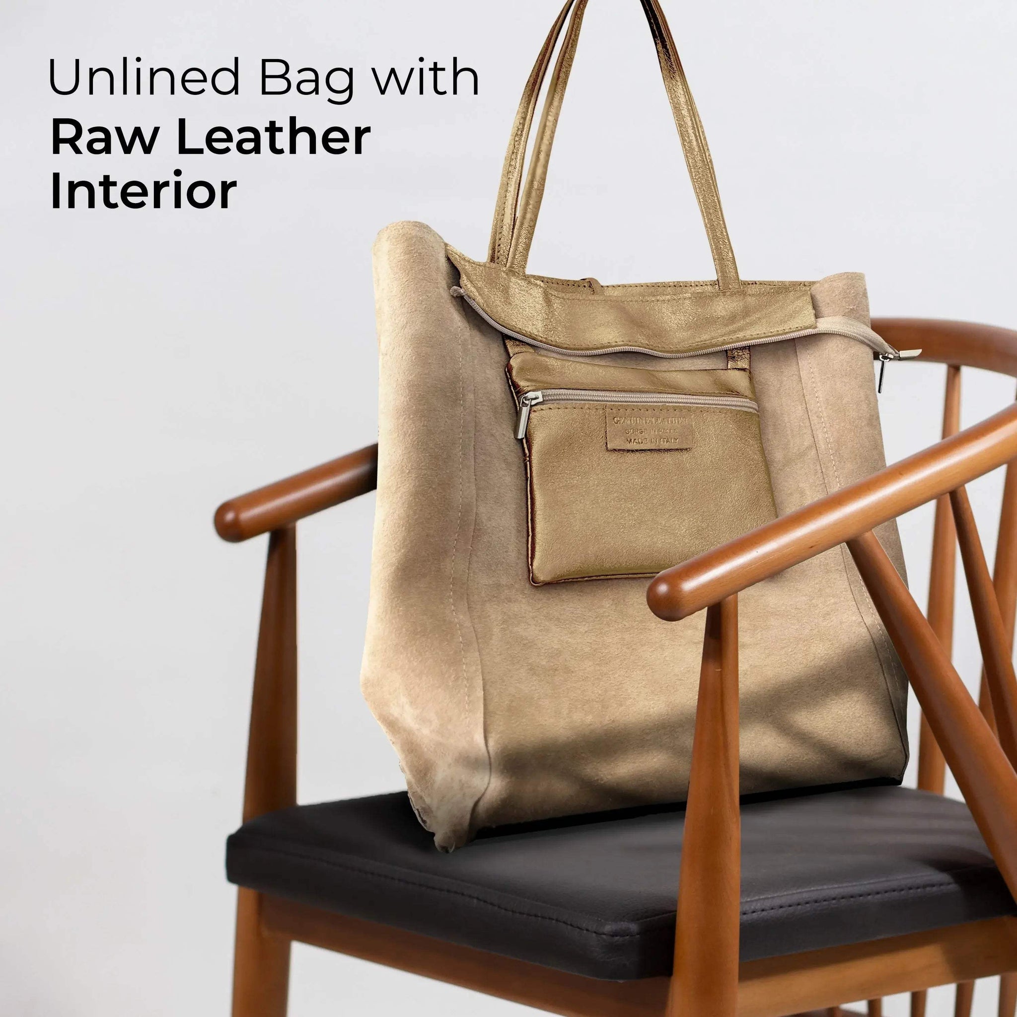 Italian Genuine Metallic Suede Tote Bag 201718 - TAKEASY - Flyclothing LLC