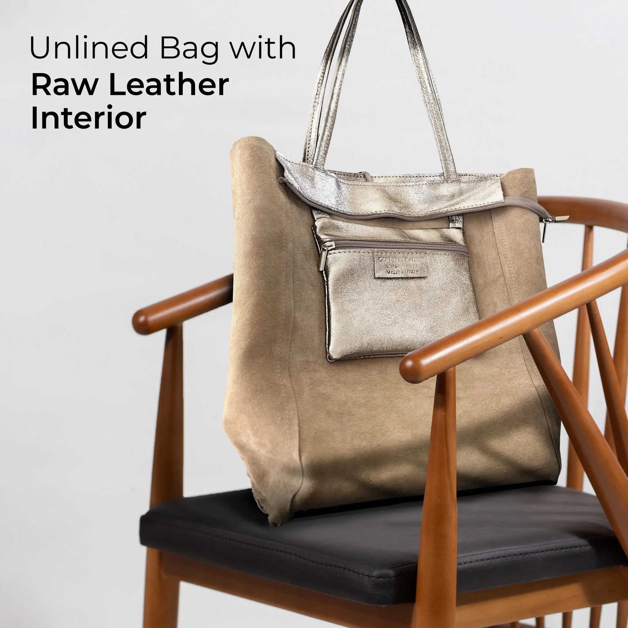 Italian Genuine Metallic Suede Tote Bag 201718 - TAKEASY - Flyclothing LLC