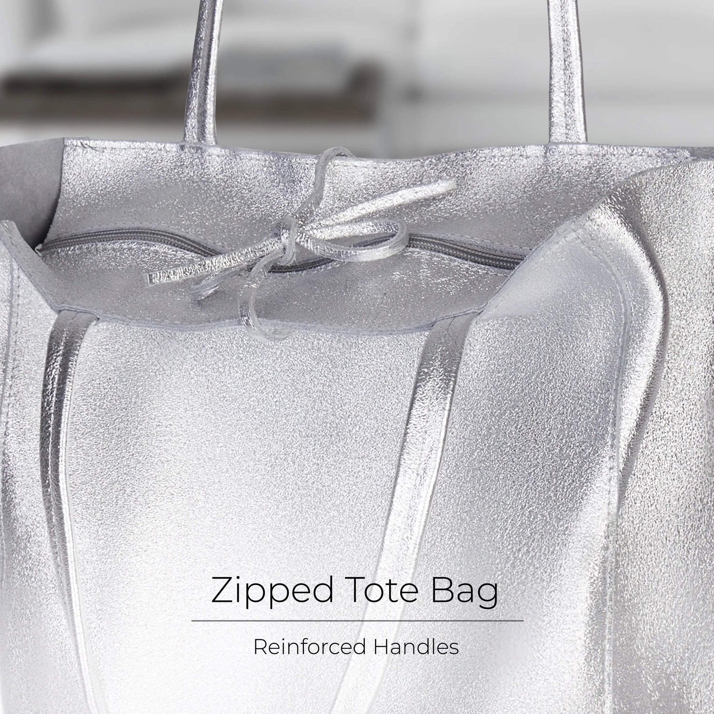 Italian Genuine Metallic Suede Tote Bag 201718 - TAKEASY - Flyclothing LLC