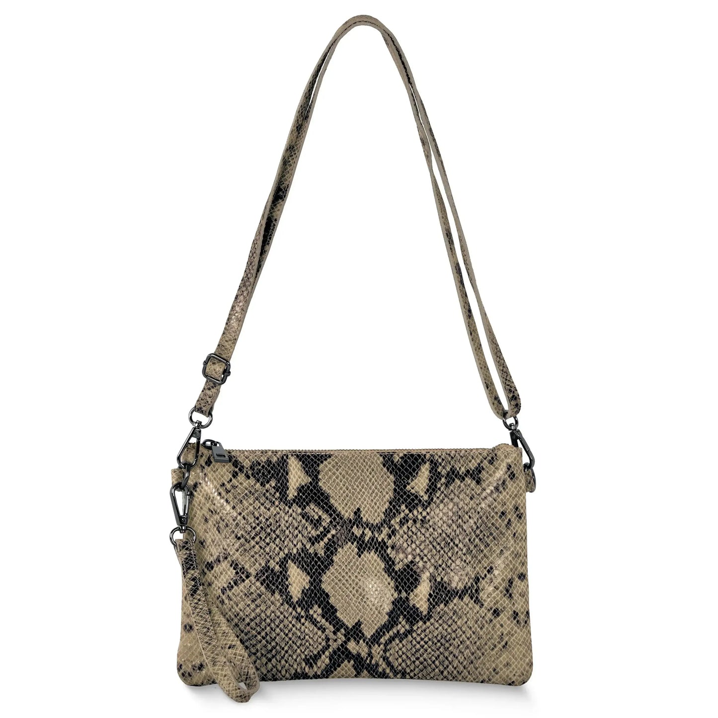 Italian Genuine Python-Print Suede Crossbody Bag 111301 - TAKEASY - Flyclothing LLC