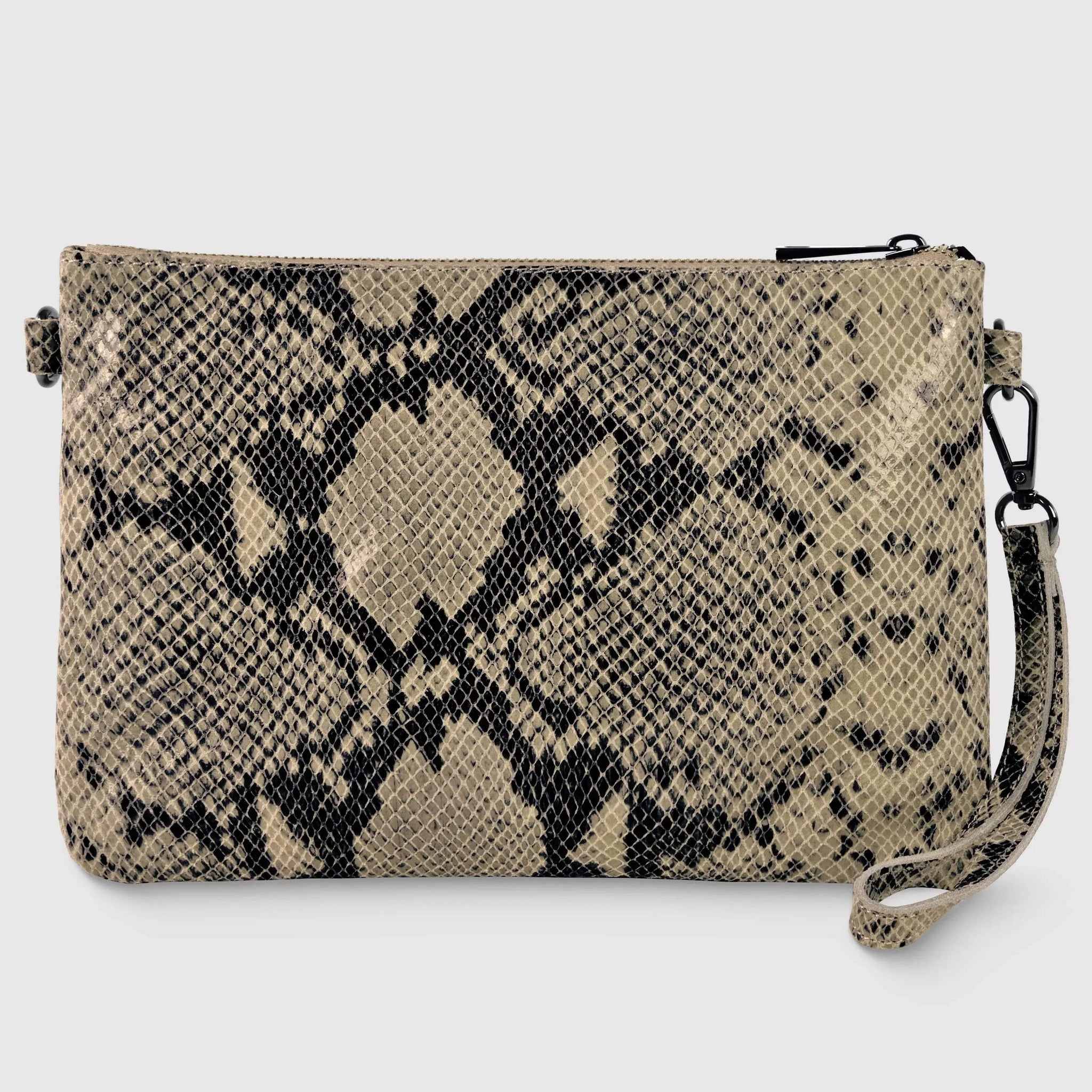 Italian Genuine Python-Print Suede Crossbody Bag 111301 - TAKEASY - Flyclothing LLC